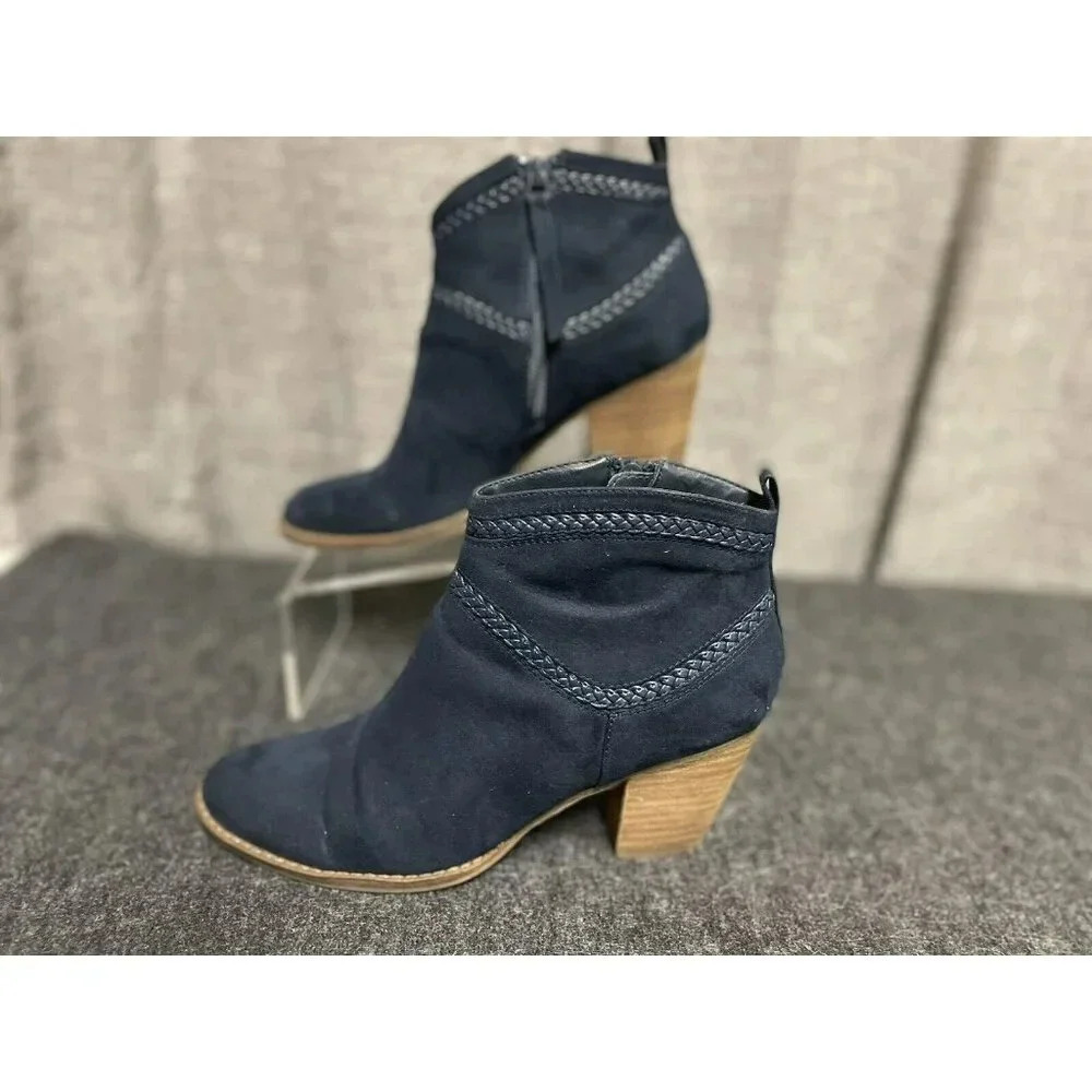 DV8 Dolce Vita Womens Ankle Boot Size 6.5 Blue Zip Block Heel Ladies Western